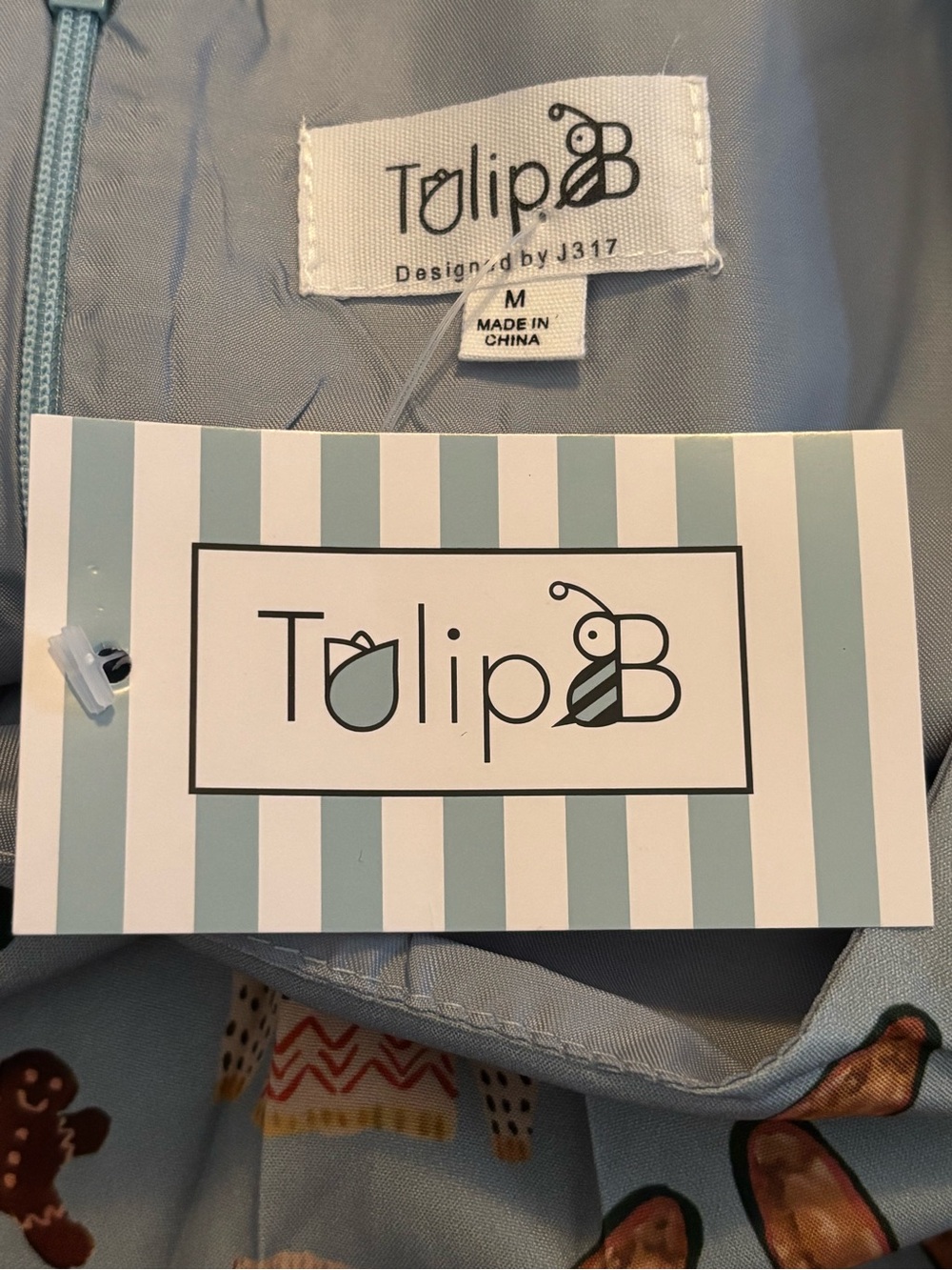 Tulip B Sleeveless Light Blue Holiday Print Midi Dress Cats Socks Sweater Hats - Picture 2 of 7